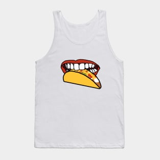 Food For Mouth With Red Lips and White Teeth Eating Taco Tank Top